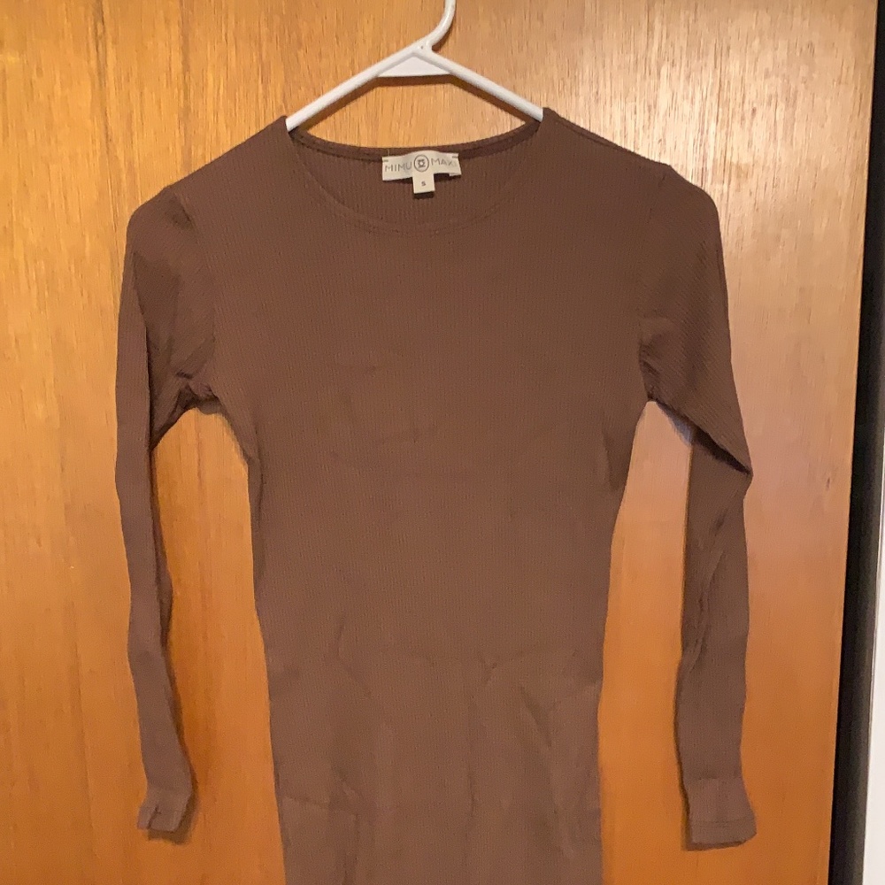 Mimu maxi ribbed dress, Small, toffee color